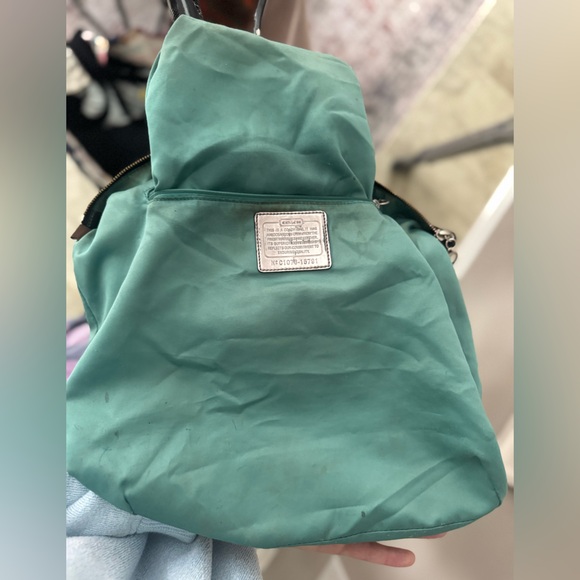 Coach Y2K Poppy Leather Shoulder Bag with Teal Lining & Silver Hardware - Picture 11 of 15